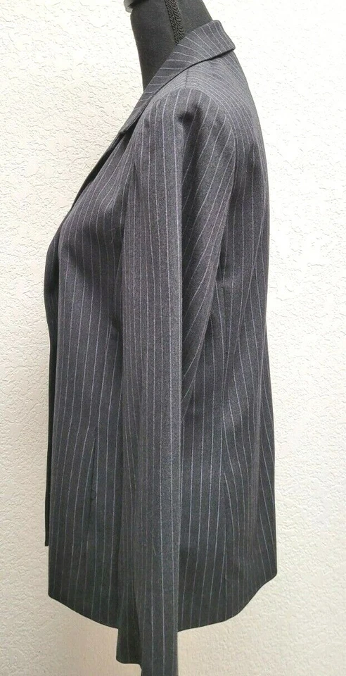 Chaqueta Traje Rafaella (6) Gris con Rayas Púrpura Poliéster Sin Forro Tres Botones Foto 3 de 4