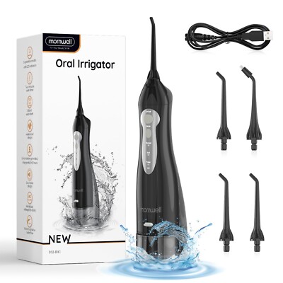 Mornwell Water Flosser Cordless 300ML Tank and 4 Jet Tips 3 Modes Portable