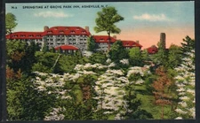 ASHEVILLE,  NC  *  SPINGTIME SCENE AT GROVE PARK INN * UNPOSTED LINEN