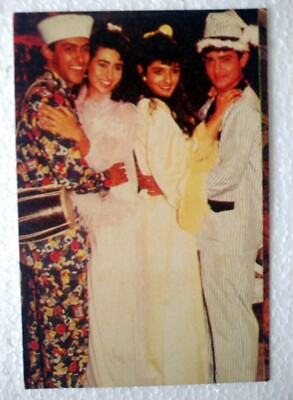 Karisma Kapoor Raveena Tandon Aamir Khan Salman alte Original Postkarte Postk...