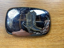 Silver Tone Cowboy Boot Belt Buckle