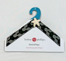 Lindsay Phillips Switch Flops Straps Black Gray Maisy Starfish Size 5/6 Small 