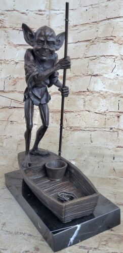 Harry Potter Fantasy Dobby Riding Boat Styx Bronze Sculpture Statue Figurine Art - Picture 1 of 10