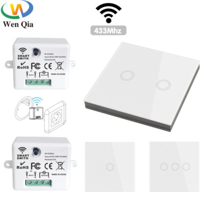Tuya Smart WiFi Funk-Schaltmodul 433 MHz – Glas-Touch Wandlichtschalter, Fernsteuerbar Per App