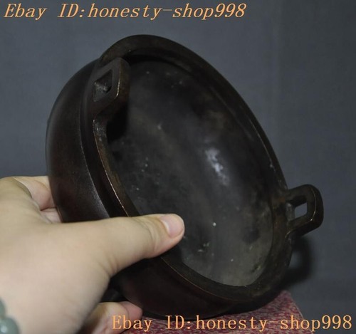 5.8'' Marked Old Chinese dynasty bronze incense burner Censer statue - Picture 6 of 7