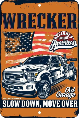 Wrecker Old Garage Tow Truck Aluminum Tin Sign Plaque Man Cave Bar Decor S155