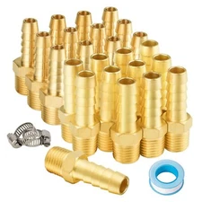 Air Hose Barb Fittings Kit 12-Pack 1/4" NPT to 3/8" Barb and 12-Pack 1/4" Bra...