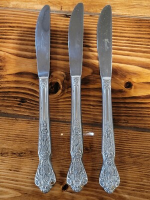 3 Dinner Knives VERSAILLES by MSI Stainless Japan 8 7/8'' Vintage Floral Flatware