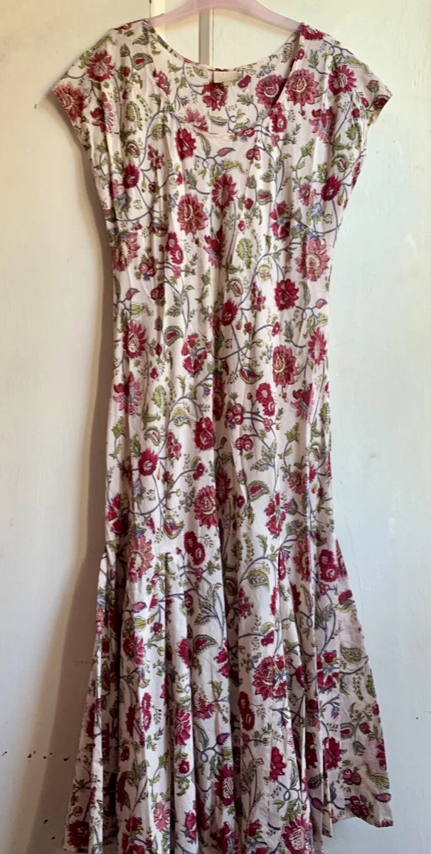 Fab EAST ARTISAN with ANOKHI Bias Cut Red Floral Block Printed