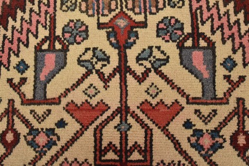 Vintage Tribal Rug 3'3'' x 5' Ivory Wool Geometric Hand-Knotted Oriental Carpet - Picture 8 of 13