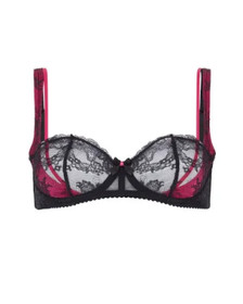 Agent Provocateur Black Lace Hot Pink Maddy Balconette Underwired Bra 32DD  £145