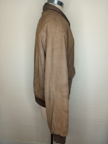 Wilsons Adventure Bound Originals Bomber Jacket Mens XLT Brown Leather Vintage - Picture 3 of 12