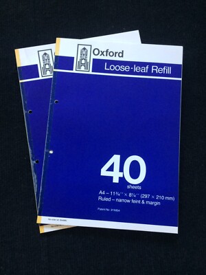 Vintage Oxford Loseblattmine A4 schmale Finte & Rand x 2