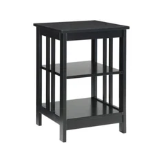 Convenience Concepts End Table 23.75"x15.75" Black Square w/Shelves Heavy Duty