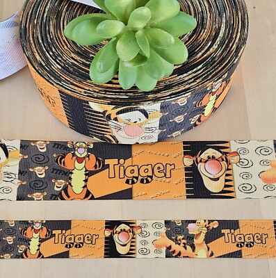 7/8 & 1.5'' (1 YD) Tigger Grosgrain Ribbon Winnie the Pooh Stuffed Tiger