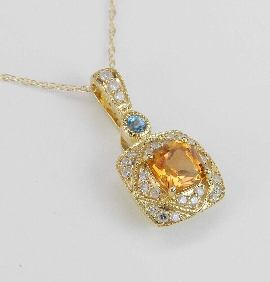3Ct Cushion Cut Simulated Yellow Citrine Pendant Chain In 14k Yellow Gold Plated - image 3 of 4