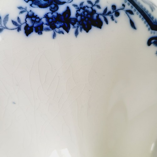 Antique J&G Meakin York Flow Blue Covered Dish Gold Accents Floral Swag England - Picture 8 of 18