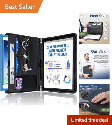 Sleek Zippered Portfolio Binder with Tablet Sleeve | Perfect for Resumes & Docs