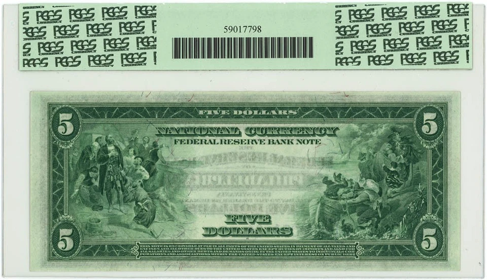 FR.784 $5 1918 Federal Reserve Bank Note Philadelphia XF45 PCGS 950750-65 - Image 2 of 3