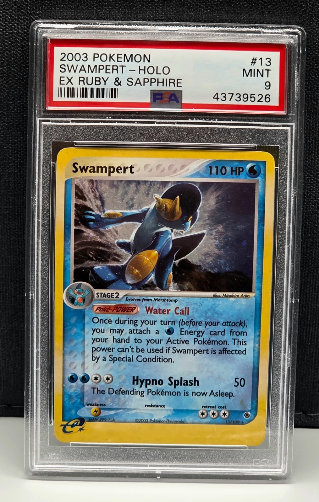 2003 POKEMON EX RUBY & SAPPHIRE #13/109 SWAMPERT HOLO PSA 9