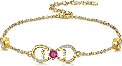 18K Gold Infinity Birthstone Bracelet 18K Gold Plated Infinity Bracelet with 12