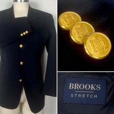 Brooks Brothers Navy Blue Blazer Gold Button Brooks Stretch Sport Coat 42R