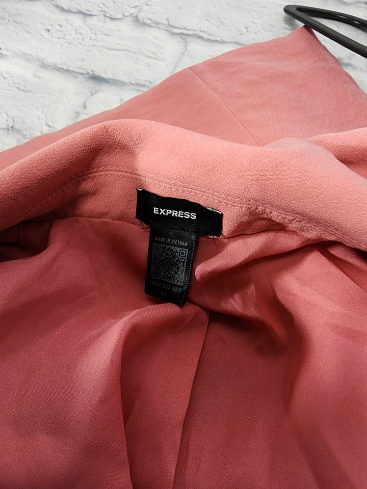 Blazer EXPRESS Mujer Editor Un Botón Novio Rosa Salmón Talla XS Foto 4 de 4