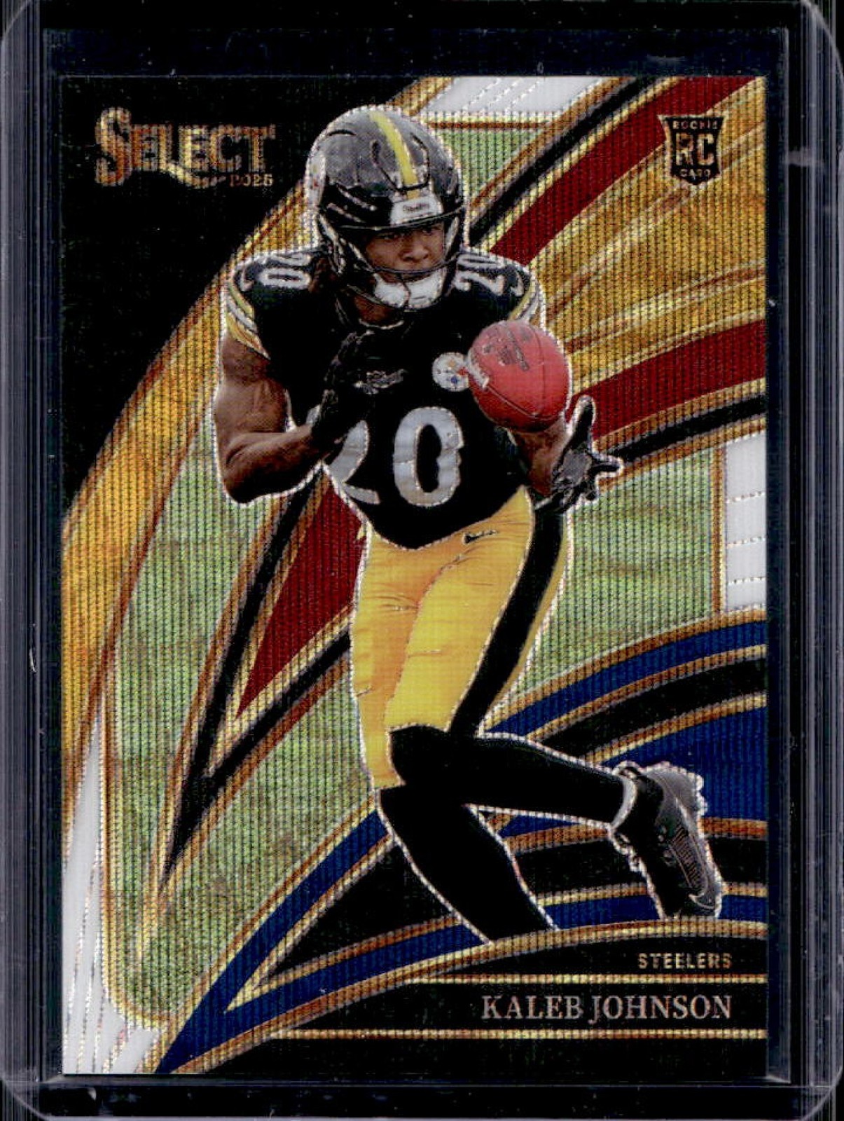 2025 Panini Select Kaleb Johnson Club Level RC Tri-Color Prizm #/249 Steelers