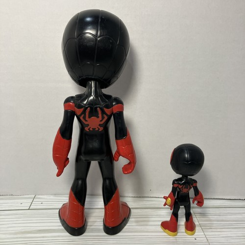 Marvel Spider-Man Miles Morales Figures Lot of 2 Large 9” & Small 4” Toys - Picture 2 of 5