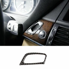 Real Carbon Fiber One-Button Start Switch Frame Trim For BMW X5 X6 E70 2008-2013
