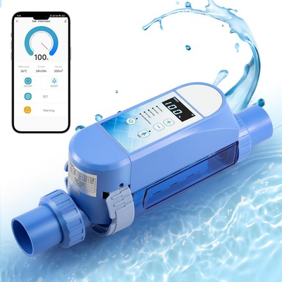 #ad Smart Salt Water Pool Chlorinator System Titanium Cell LED Panel SelfClean App $399.99