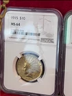 1915 GOLD USA $10 DOLLAR INDIAN HEAD COIN NGC MINT STATE 64