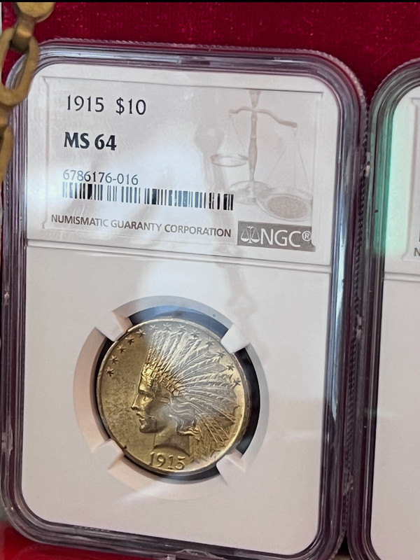 1915 GOLD USA $10 DOLLAR INDIAN HEAD COIN NGC MINT STATE 64