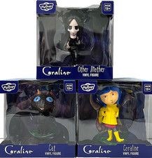Juego de 3 Fly Guys Coraline Otra Madre, Coraline, Gato 3" Figura Vinilo NUEVO EN CAJA NUEVO