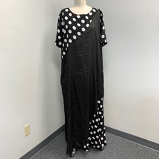 NWT Celmia Maxi Dress Women's Plus 5XL Short Sleeve Black Polka Dot 57" Long