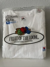 Vtg 1986 Fruit of the Loom  3 Pack Tank Tops Athletic Plain White XL 46-48  USA