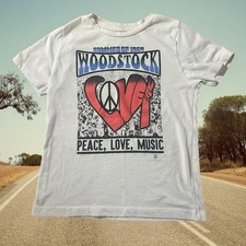 Youth Kids Vintage Woodstock 1969 Graphic Tshirt Size 6 Peace Love Music Hippie