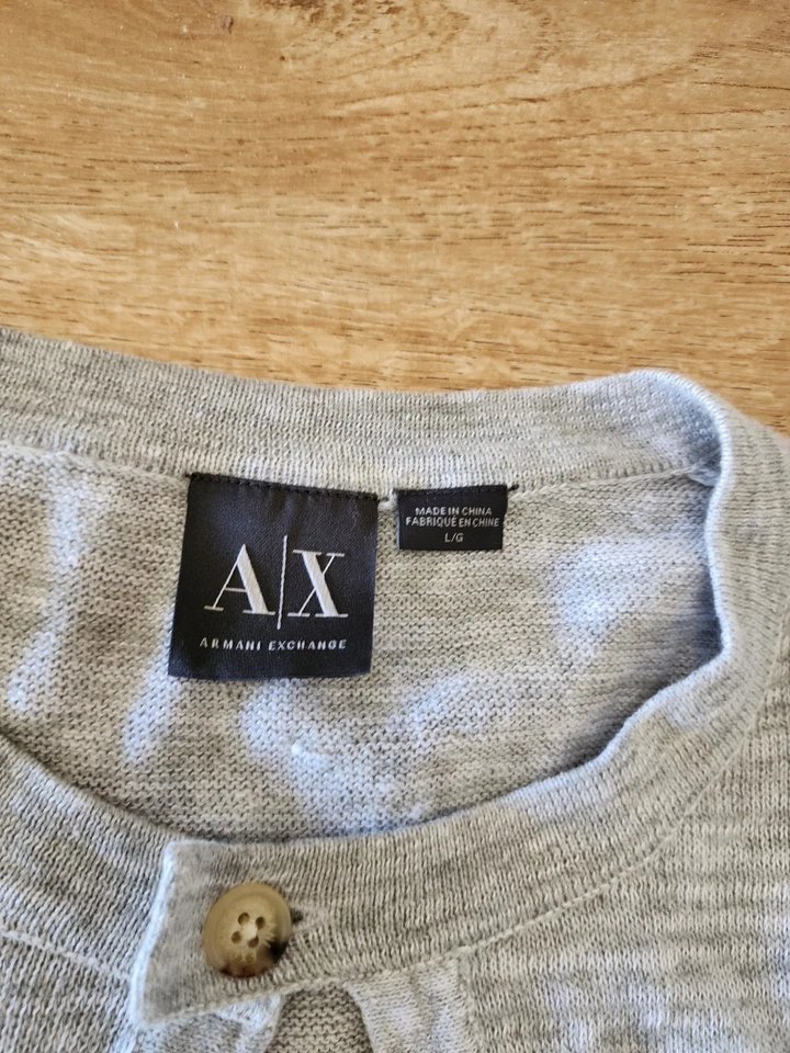 BRAND NEW Armani Exchange Men’s L Keyhole Neck Linen Cotton Sweater Lightweight - Image 3 of 4