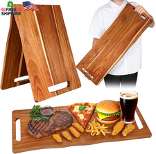 Large Charcuterie Board with Handles   33 X 12 Inch Extra Large Acacia Wood Fold