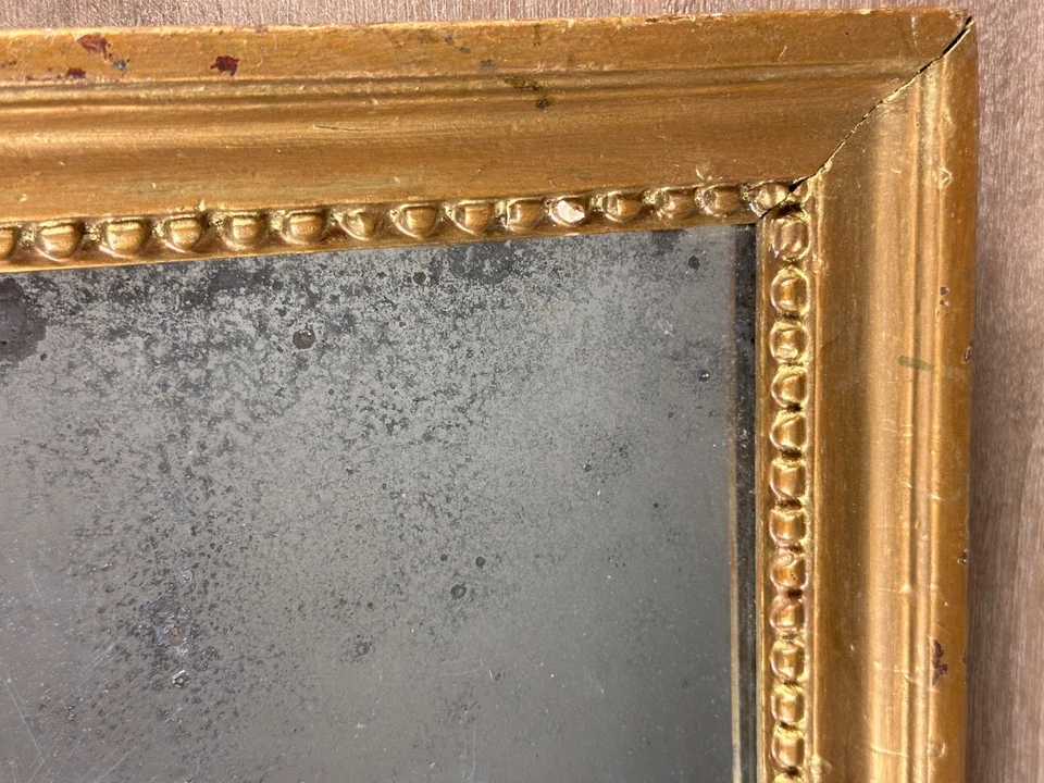 Miroir Ancien bois doré louis XVI  bois sculpté rang de perles mercure 18 ème - Photo 3/4