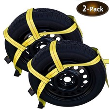 2pcs Tow Dolly Straps Basket Strap W Flat Hook Heavy Duty Yellow Car Tire G20