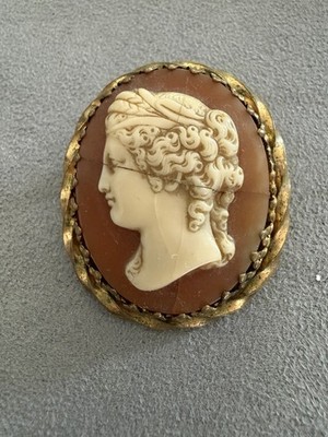 Alte Kamee Muschelkamee Brosche , Goldfarben Fassung