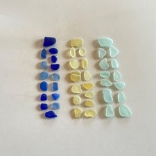 Genuine Beach Sea Glass Cornflower/Cobalt Sky Blue Yellow Surf-tumbled Mendocino