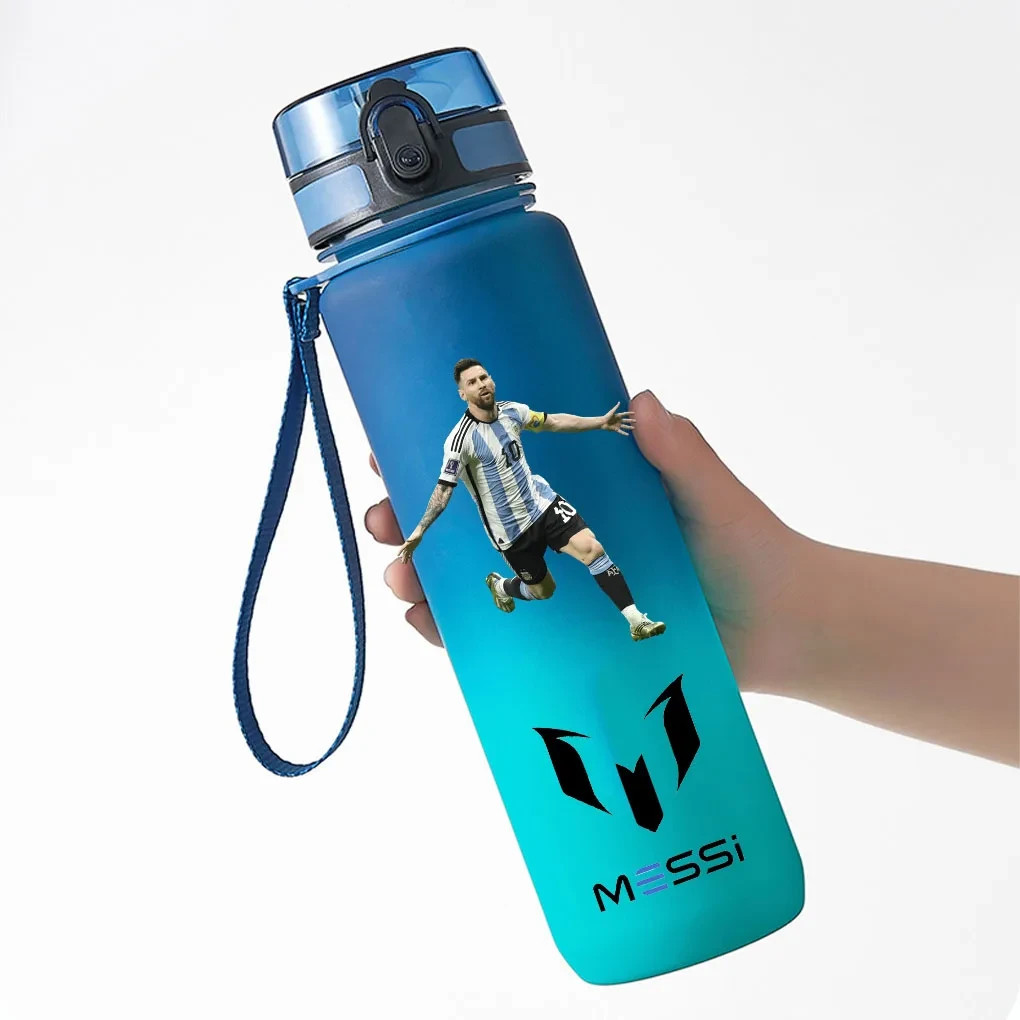 650ml Lionel Messi Sports Water Bottle Portable Leakproof Football Fan Gift