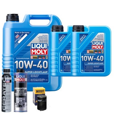 Motoröl 10W40 LIQUI MOLY Super Leichtlauf 7L+HENGST Ölfilter +Spülung +Cera Tec