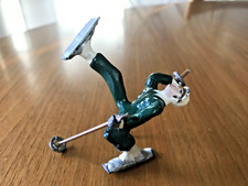VINTAGE BARCLAY METAL Man Skier Falling Down, Leg up