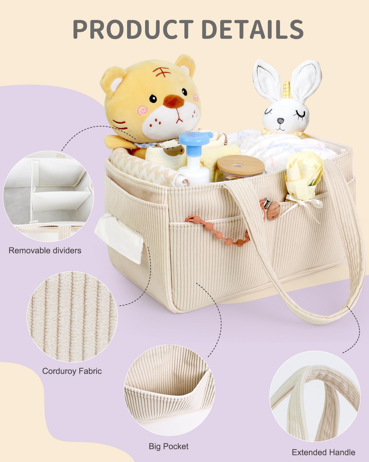 Diaper Caddy,Diaper Caddy Organizer, Stylish Storage Basket for Newborn Essen...