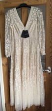 Needle & Thread Celestia Ribbon Ankle Gown Dress Champagne Cream Bridal UK12 NEW