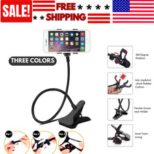 Flexible 360 Clip Mobile Cell Phone Holder Lazy Bed desk Bracket Mount Stand US