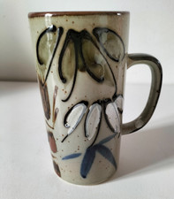 Mug en grès émaillé décor libre, travail de potier vintage
